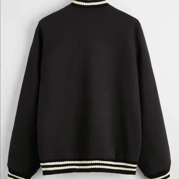 Striped Button Up Baseball Bomber Jacket from SHEIN - Picture 3 of 5